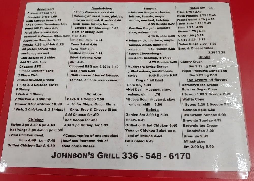 Johnson's Family Grill Menu image 1