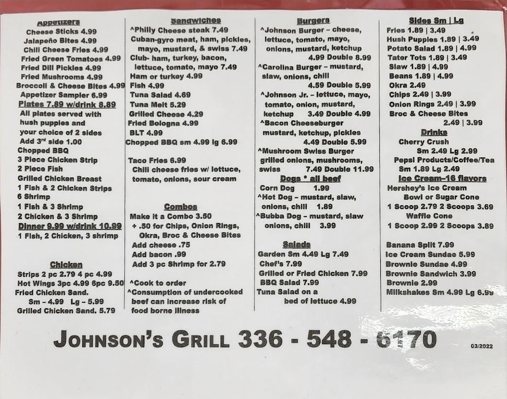 Johnson's Family Grill Menu image 2
